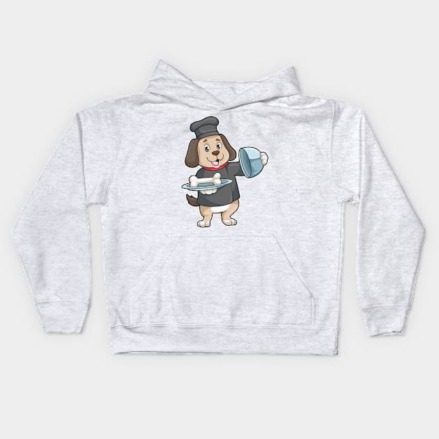 Dog as Chef with Platter & Bones Kids Hoodie by Markus Schnabel